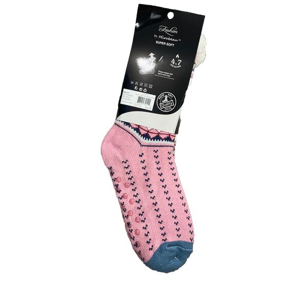 TWO (2) PAIRS MIRABEAU SUPER SOFT THERMAL KNIT SLIPPER SOCKS New - Picture 4 of 7